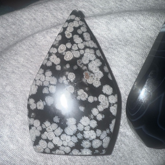 Black & White Snowflake Obsidian & Sardonyx Teardrop Set - Picture 3 of 3